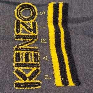 KENZO Top, Size S (EU36), Gray Wool Back, Cotton Front w/KENZO Brand in Gold